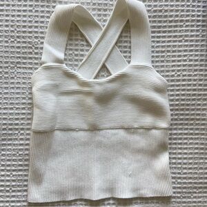Abercrombie & Fitch Ottoman White Ribbed Tank Top